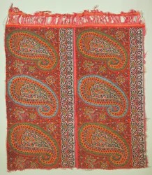 Shawl, with parts of two cone borders, Gibb & MacDonald, Edinburgh, 1820-30